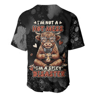 Hot Mess Highland Cow Baseball Jersey Funny Cute Coffee Lover - Im A Spicy Disaster