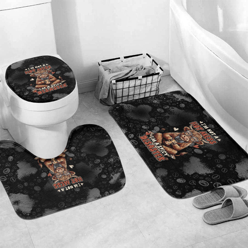 Hot Mess Highland Cow Bathroom Set Funny Cute Coffee Lover - Im A Spicy Disaster
