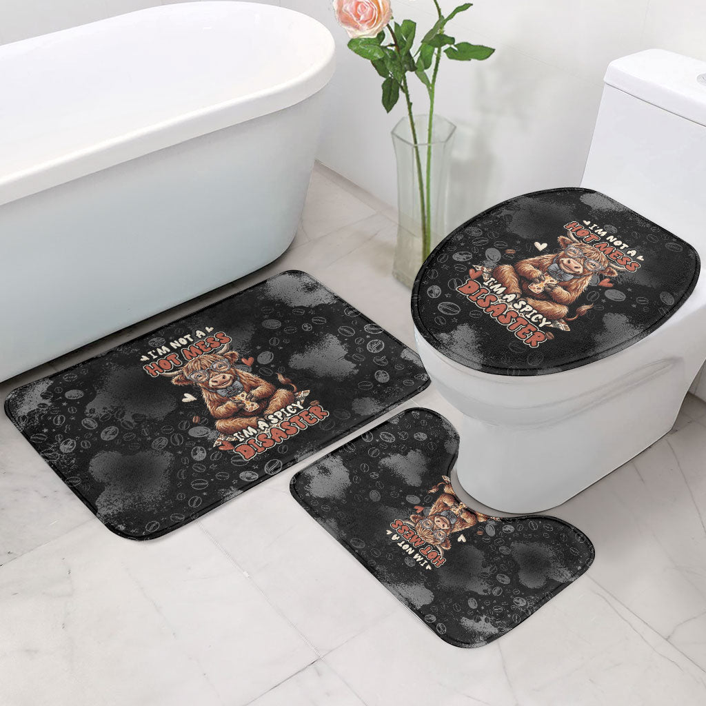 Hot Mess Highland Cow Bathroom Set Funny Cute Coffee Lover - Im A Spicy Disaster