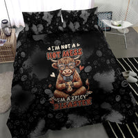 Hot Mess Highland Cow Bedding Set Funny Cute Coffee Lover - Im A Spicy Disaster