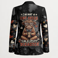 Hot Mess Highland Cow Blazer Funny Cute Coffee Lover - Im A Spicy Disaster
