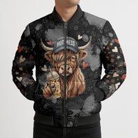 Hot Mess Highland Cow Bomber Puffer Jacket Funny Cute Coffee Lover - Im A Spicy Disaster