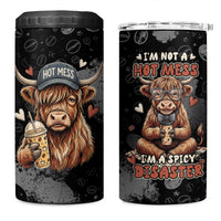 Hot Mess Highland Cow 4 in 1 Can Cooler Tumbler Funny Cute Coffee Lover - Im A Spicy Disaster
