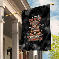 Hot Mess Highland Cow Garden Flag Funny Cute Coffee Lover - Im A Spicy Disaster