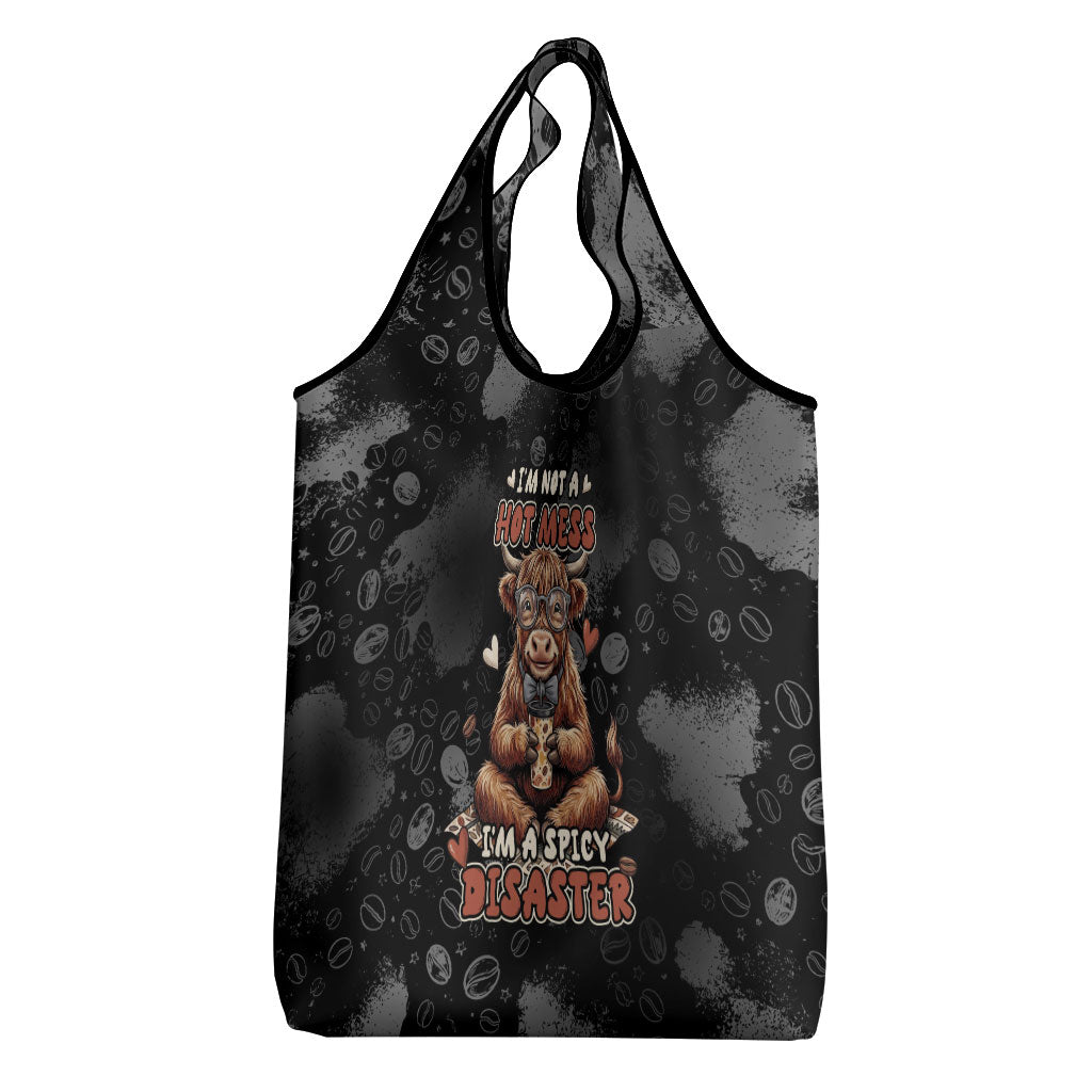 Hot Mess Highland Cow Grocery Bag Funny Cute Coffee Lover - Im A Spicy Disaster