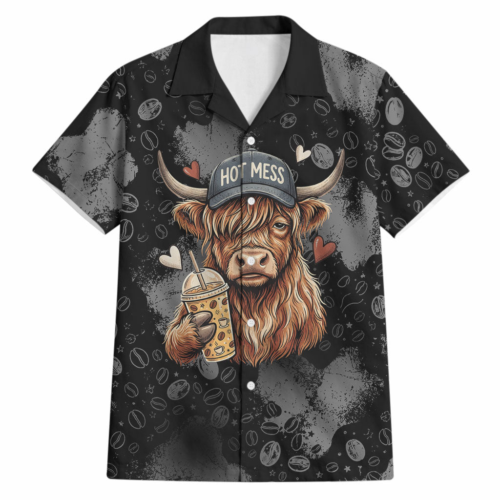 Hot Mess Highland Cow Hawaiian Shirt Funny Cute Coffee Lover - Im A Spicy Disaster
