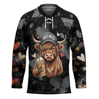Hot Mess Highland Cow Hockey Jersey Funny Cute Coffee Lover - Im A Spicy Disaster