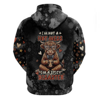 Hot Mess Highland Cow Hoodie Funny Cute Coffee Lover - Im A Spicy Disaster