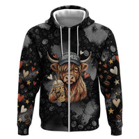 Hot Mess Highland Cow Hoodie Funny Cute Coffee Lover - Im A Spicy Disaster