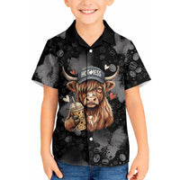 Hot Mess Highland Cow Kid Hawaiian Shirt Funny Cute Coffee Lover - Im A Spicy Disaster