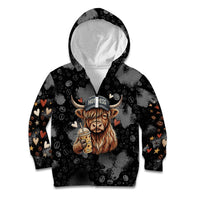 Hot Mess Highland Cow Kid Hoodie Funny Cute Coffee Lover - Im A Spicy Disaster