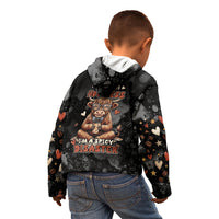 Hot Mess Highland Cow Kid Hoodie Funny Cute Coffee Lover - Im A Spicy Disaster