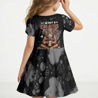 Hot Mess Highland Cow Kid Short Sleeve Dress Funny Cute Coffee Lover - Im A Spicy Disaster