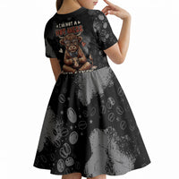 Hot Mess Highland Cow Kid Short Sleeve Dress Funny Cute Coffee Lover - Im A Spicy Disaster