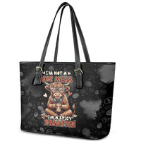 Hot Mess Highland Cow Leather Tote Bag Funny Cute Coffee Lover - Im A Spicy Disaster