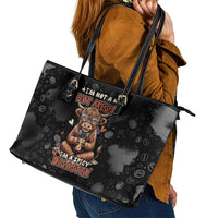 Hot Mess Highland Cow Leather Tote Bag Funny Cute Coffee Lover - Im A Spicy Disaster