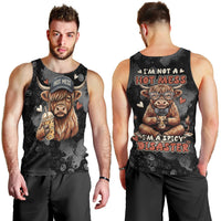 Hot Mess Highland Cow Men Tank Top Funny Cute Coffee Lover - Im A Spicy Disaster