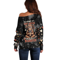Hot Mess Highland Cow Off Shoulder Sweater Funny Cute Coffee Lover - Im A Spicy Disaster