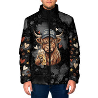 Hot Mess Highland Cow Padded Jacket Funny Cute Coffee Lover - Im A Spicy Disaster
