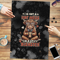 Hot Mess Highland Cow Puzzle Funny Cute Coffee Lover - Im A Spicy Disaster