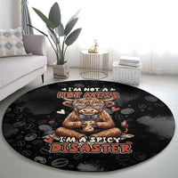 Hot Mess Highland Cow Round Carpet Funny Cute Coffee Lover - Im A Spicy Disaster