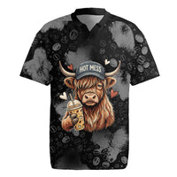 Hot Mess Highland Cow Rugby Jersey Funny Cute Coffee Lover - Im A Spicy Disaster