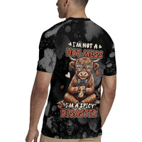 Hot Mess Highland Cow Rugby Jersey Funny Cute Coffee Lover - Im A Spicy Disaster