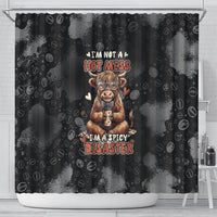Hot Mess Highland Cow Shower Curtain Funny Cute Coffee Lover - Im A Spicy Disaster