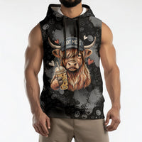Hot Mess Highland Cow Sleeveless Hoodie Funny Cute Coffee Lover - Im A Spicy Disaster