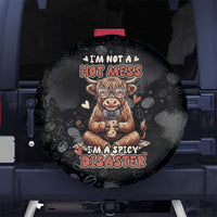 Hot Mess Highland Cow Spare Tire Cover Funny Cute Coffee Lover - Im A Spicy Disaster