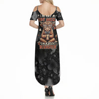 Hot Mess Highland Cow Summer Maxi Dress Funny Cute Coffee Lover - Im A Spicy Disaster