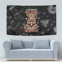 Hot Mess Highland Cow Tapestry Funny Cute Coffee Lover - Im A Spicy Disaster