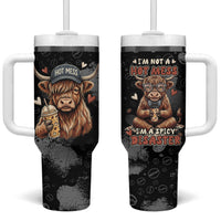 Hot Mess Highland Cow Tumbler With Handle Funny Cute Coffee Lover - Im A Spicy Disaster