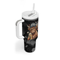 Hot Mess Highland Cow Tumbler With Handle Funny Cute Coffee Lover - Im A Spicy Disaster