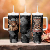 Hot Mess Highland Cow Tumbler With Handle Funny Cute Coffee Lover - Im A Spicy Disaster