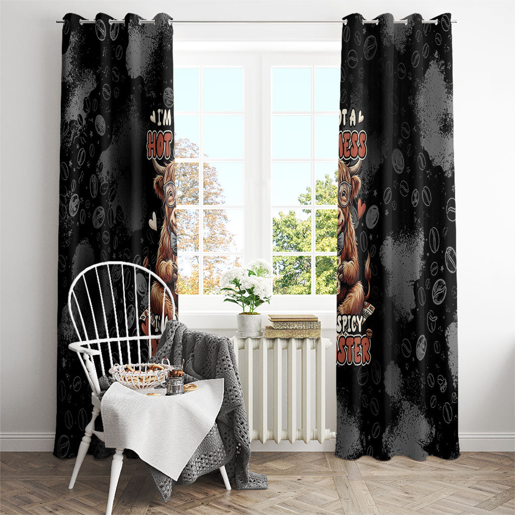 Hot Mess Highland Cow Window Curtain Funny Cute Coffee Lover - Im A Spicy Disaster