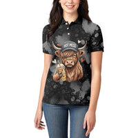Hot Mess Highland Cow Women Polo Shirt Funny Cute Coffee Lover - Im A Spicy Disaster