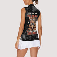 Hot Mess Highland Cow Women Sleeveless Polo Shirt Funny Cute Coffee Lover - Im A Spicy Disaster