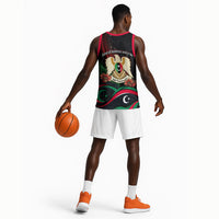 Libya Revolution Day Basketball Jersey Flying Eagle Libyan Coat Of Arms Map - Land Of Resilience And Pride