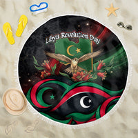 Libya Revolution Day Beach Blanket Flying Eagle Libyan Coat Of Arms Map - Land Of Resilience And Pride