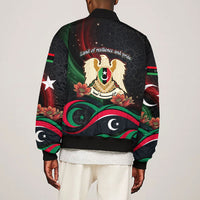 Libya Revolution Day Bomber Jacket Flying Eagle Libyan Coat Of Arms Map - Land Of Resilience And Pride