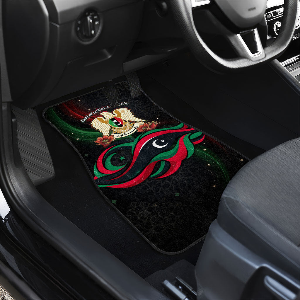 Libya Revolution Day Car Mats Flying Eagle Libyan Coat Of Arms Map - Land Of Resilience And Pride