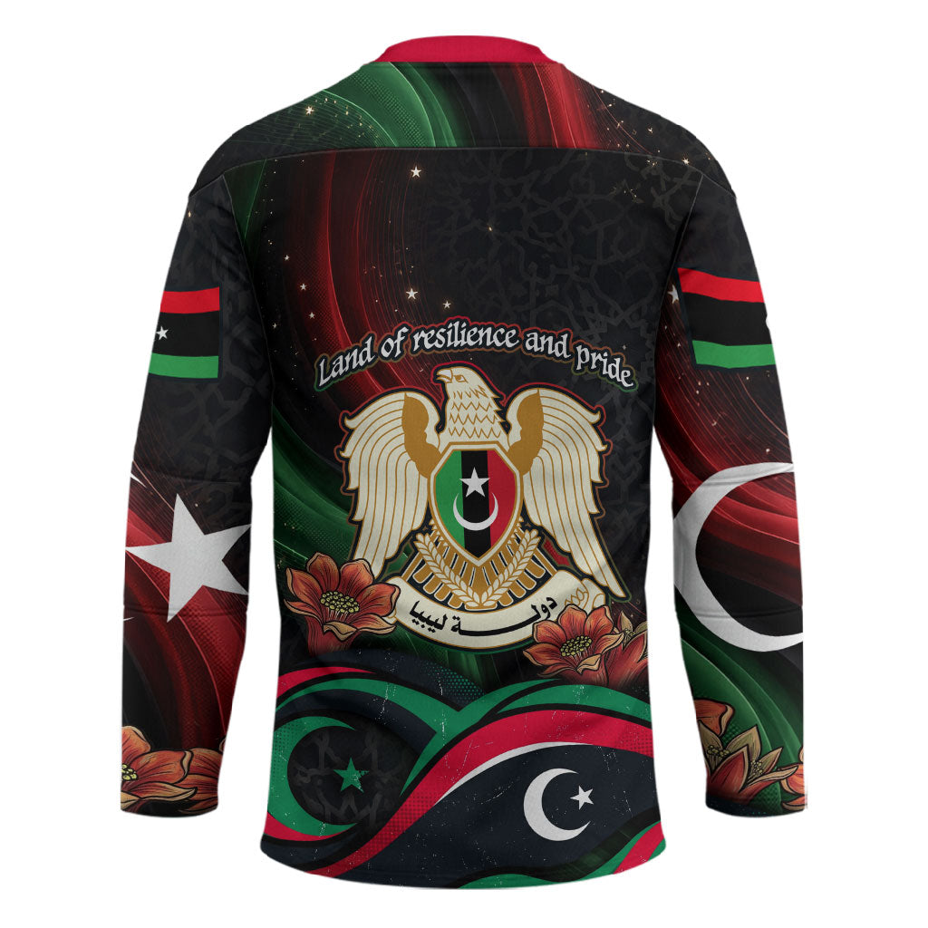 Libya Revolution Day Hockey Jersey Flying Eagle Libyan Coat Of Arms Map - Land Of Resilience And Pride