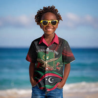 Libya Revolution Day Kid Hawaiian Shirt Flying Eagle Libyan Coat Of Arms Map - Land Of Resilience And Pride