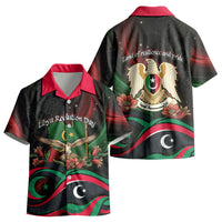 Libya Revolution Day Kid Hawaiian Shirt Flying Eagle Libyan Coat Of Arms Map - Land Of Resilience And Pride