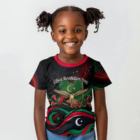 Libya Revolution Day Kid T shirt Flying Eagle Libyan Coat Of Arms Map - Land Of Resilience And Pride