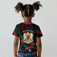 Libya Revolution Day Kid T shirt Flying Eagle Libyan Coat Of Arms Map - Land Of Resilience And Pride