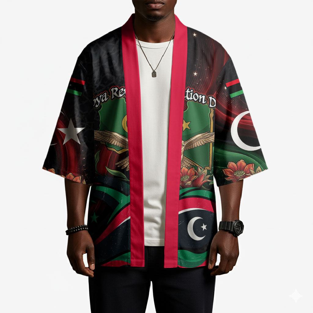 Libya Revolution Day Kimono Flying Eagle Libyan Coat Of Arms Map - Land Of Resilience And Pride