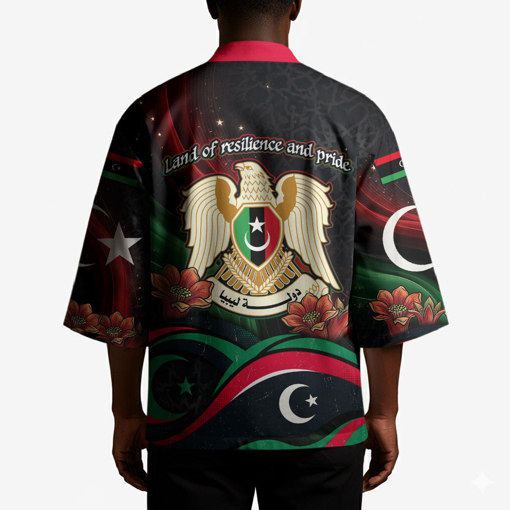 Libya Revolution Day Kimono Flying Eagle Libyan Coat Of Arms Map - Land Of Resilience And Pride