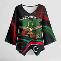 Libya Revolution Day Kimono Sleeve Blouse Flying Eagle Libyan Coat Of Arms Map - Land Of Resilience And Pride
